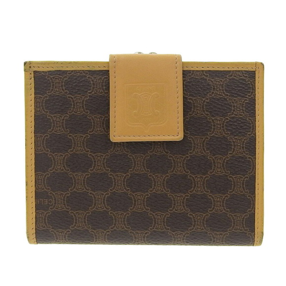 Celine CELINE Macadam Logo Folding Wallet Leather Brown M13 Vintage Accessories
